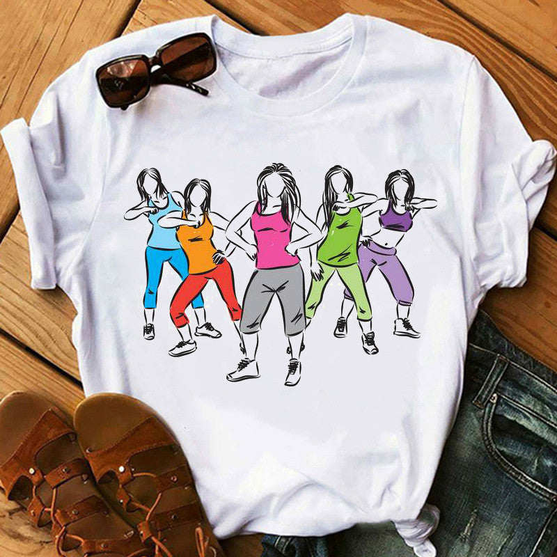 Dance Short Sleeve Zumba Printed Short Sleeve T-shirt