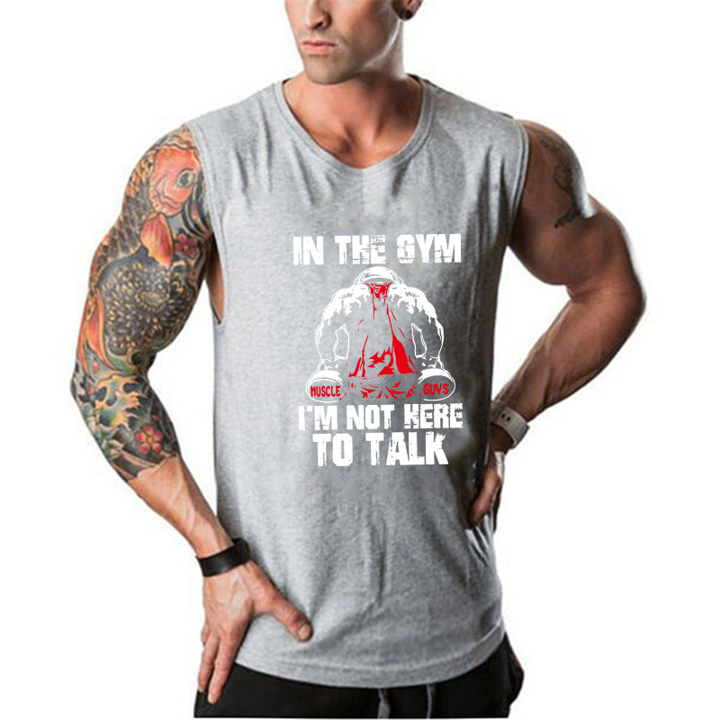 Cartoon Print Men's Sports Bodybuilding Fitness Vest