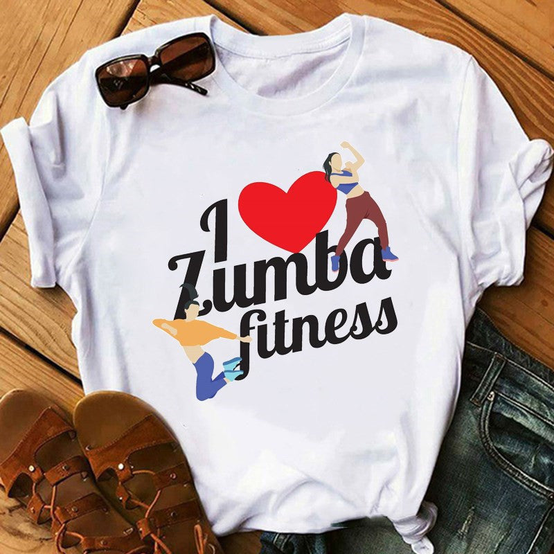 Dance Short Sleeve Zumba Printed Short Sleeve T-shirt