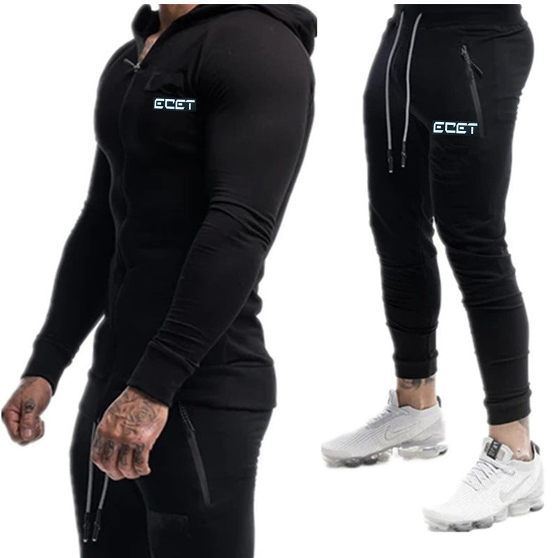 Muscle Autumn Winter Fitness Outdoor Training Jacket Pants Set