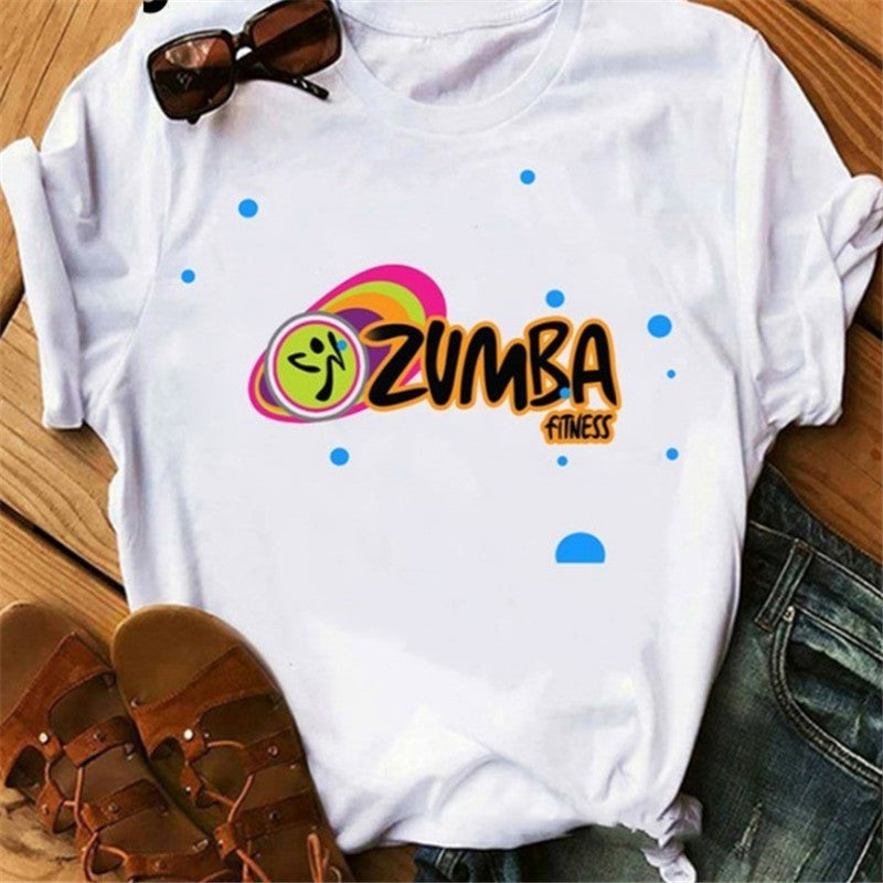 Dance Short Sleeve Zumba Printed Short Sleeve T-shirt