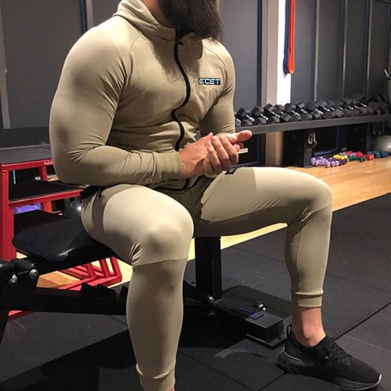 Muscle Autumn Winter Fitness Outdoor Training Jacket Pants Set