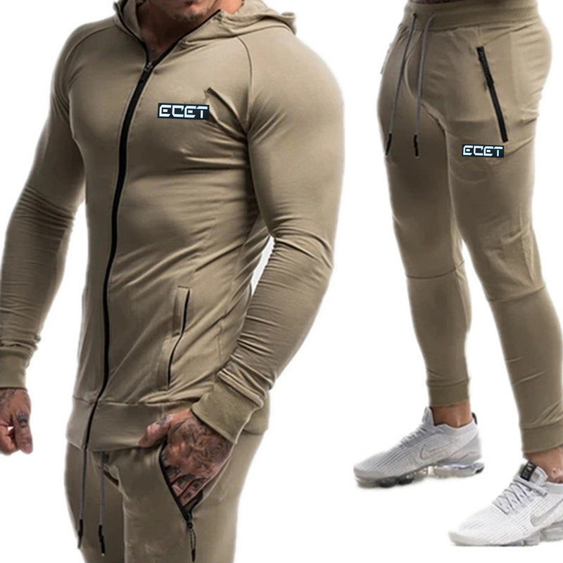 Muscle Autumn Winter Fitness Outdoor Training Jacket Pants Set