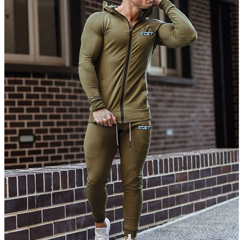 Muscle Autumn Winter Fitness Outdoor Training Jacket Pants Set