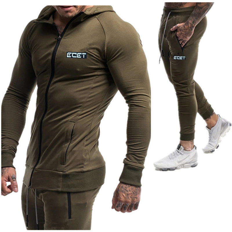 Muscle Autumn Winter Fitness Outdoor Training Jacket Pants Set